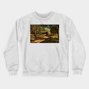 Animated Landscape of Small Characters by Adolphe Monticelli Crewneck Sweatshirt